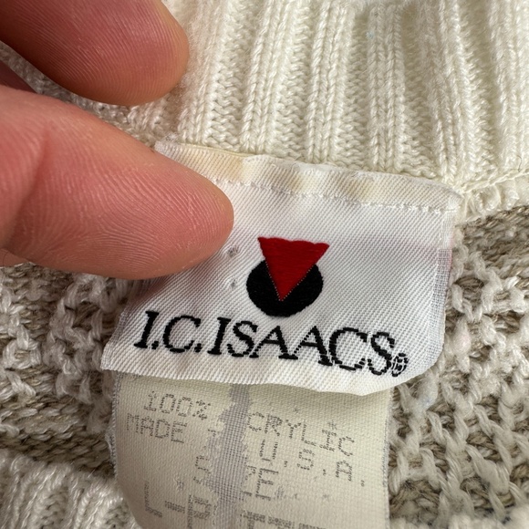 I.C. Isaacs Womens Size Petite L Short Sleeve Knit Sweater Striped - Picture 2 of 7